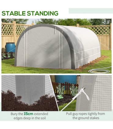 6 x 3(m) Upgraded Polytunnel Greenhouse w/ Mesh Door & Windows, 15 Plant Labels