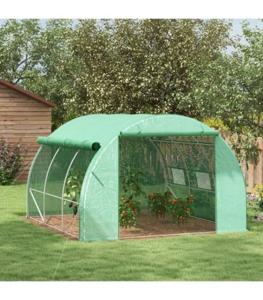 Green Walk-in Tunnel Greenhouse 300L x 304W x 200Hcm Galvanised Steel, PE