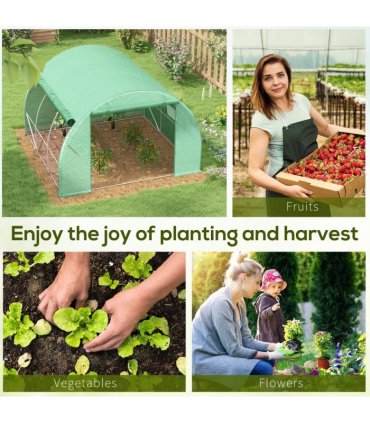 Green Walk-in Tunnel Greenhouse 300L x 304W x 200Hcm Galvanised Steel, PE