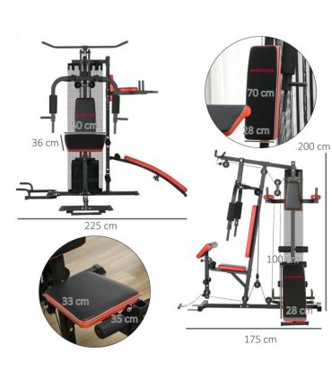Multi Gym Workout Station with Sit Up Bench, Push Up Stand, Dip Station