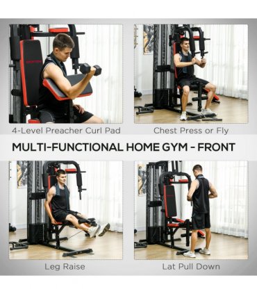 Multi Gym Workout Station with Sit Up Bench, Push Up Stand, Dip Station