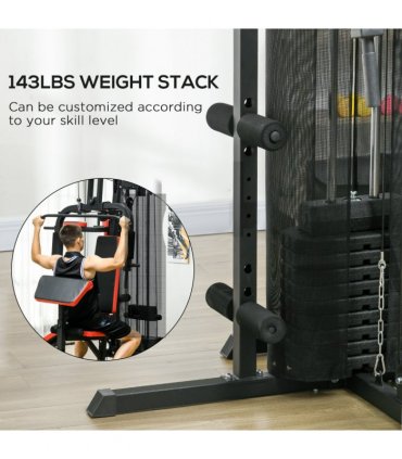 Multi Gym Workout Station with Sit Up Bench, Push Up Stand, Dip Station