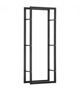 Metal Firewood Log Holder Rack Black 150H x 60W x 25Dcm 100kg Solid Base Stable