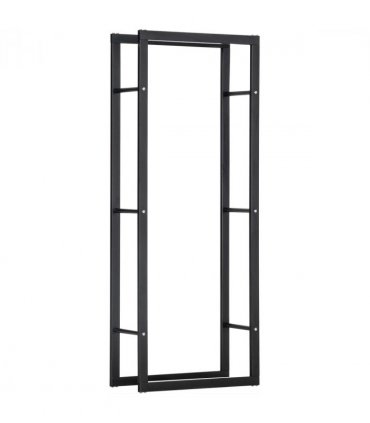 Metal Firewood Log Holder Rack Black 150H x 60W x 25Dcm 100kg Solid Base Stable