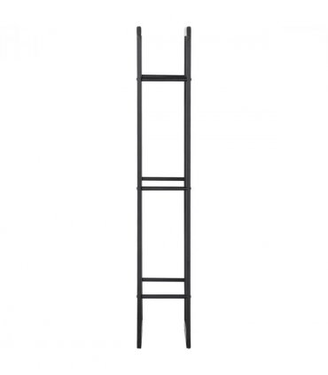 Metal Firewood Log Holder Rack Black 150H x 60W x 25Dcm 100kg Solid Base Stable