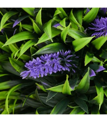 HOMCOM Set of 2 Potted Artificial Plants Ball Tree with Lavender Flowers, 70cm