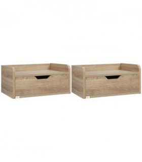 HOMCOM Floating Nightstand Set of 2, Wall Mounted Bedside Table with Drawer