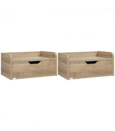 HOMCOM Floating Nightstand Set of 2, Wall Mounted Bedside Table with Drawer