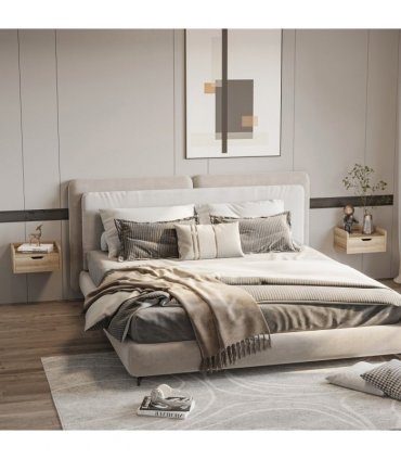 HOMCOM Floating Nightstand Set of 2, Wall Mounted Bedside Table with Drawer