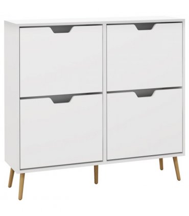 HOMCOM Shoe Storage Cabinet with 4 Flip Drawers for 16 Pairs of Shoes, White