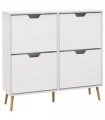 HOMCOM Shoe Storage Cabinet with 4 Flip Drawers for 16 Pairs of Shoes, White
