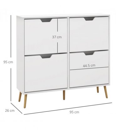 HOMCOM Shoe Storage Cabinet with 4 Flip Drawers for 16 Pairs of Shoes, White