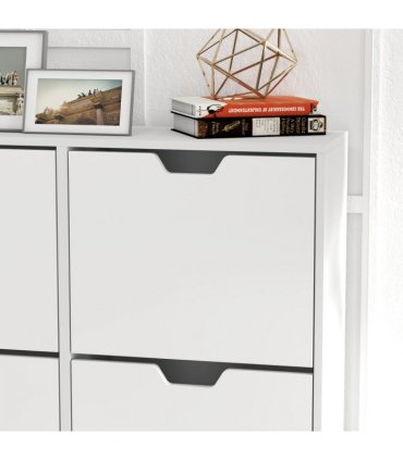 HOMCOM Shoe Storage Cabinet with 4 Flip Drawers for 16 Pairs of Shoes, White