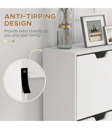 HOMCOM Shoe Storage Cabinet with 4 Flip Drawers for 16 Pairs of Shoes, White
