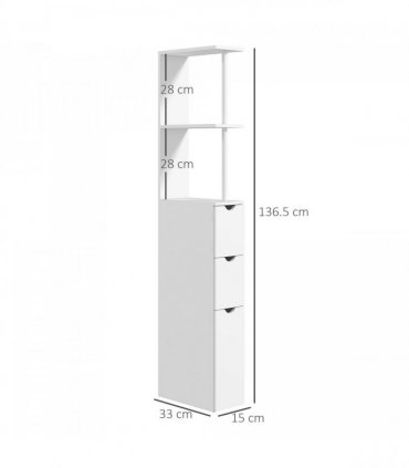 HOMCOM Tall Bathroom Cabinet, Bathroom Storage Cabinet W/ Shelf, Drawers White