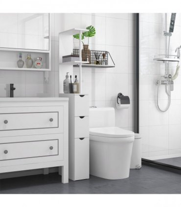 HOMCOM Tall Bathroom Cabinet, Bathroom Storage Cabinet W/ Shelf, Drawers White