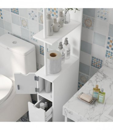 HOMCOM Tall Bathroom Cabinet, Bathroom Storage Cabinet W/ Shelf, Drawers White