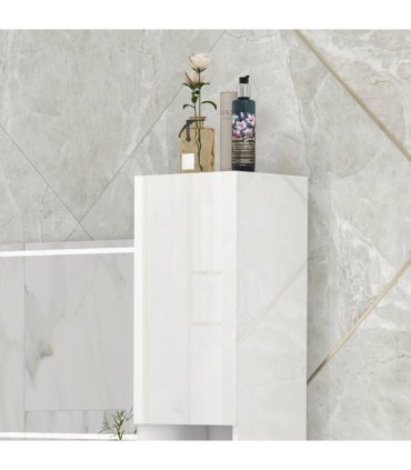 kleankin High Gloss Bathroom Floor Cabinet Storage Cupboard with Doors