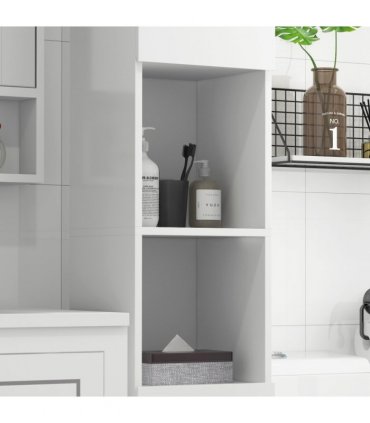 kleankin High Gloss Bathroom Floor Cabinet Storage Cupboard with Doors