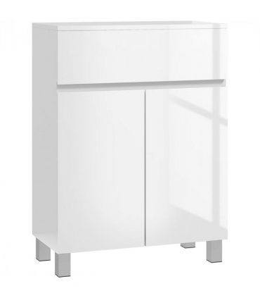kleankin High Gloss Bathroom Floor Cabinet Storage Cupboard with Drawer