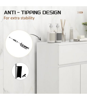 kleankin High Gloss Bathroom Floor Cabinet Storage Cupboard with Drawer