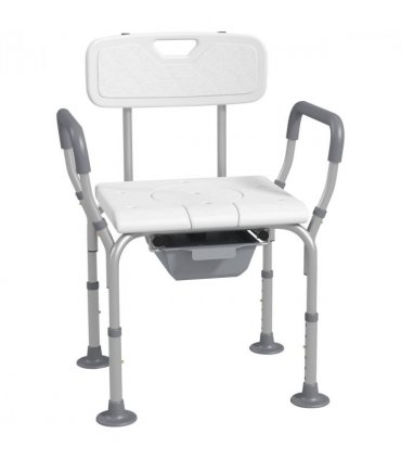 HOMCOM 3-in-1 Shower Chair Adjustable Bedside Commode Raised Toilet Seat White