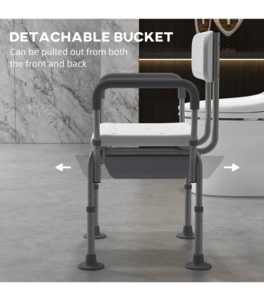 HOMCOM 3-in-1 Shower Chair Adjustable Bedside Commode Raised Toilet Seat White