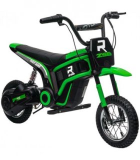 HOMCOM 24V Kids Electric Motorbike with Twist Grip Throttle, Music, Horn - Green
