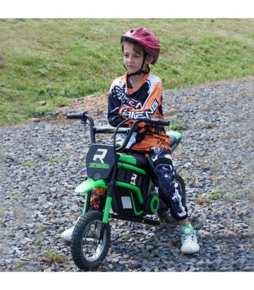 HOMCOM 24V Kids Electric Motorbike with Twist Grip Throttle, Music, Horn - Green