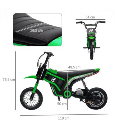HOMCOM 24V Kids Electric Motorbike with Twist Grip Throttle, Music, Horn - Green