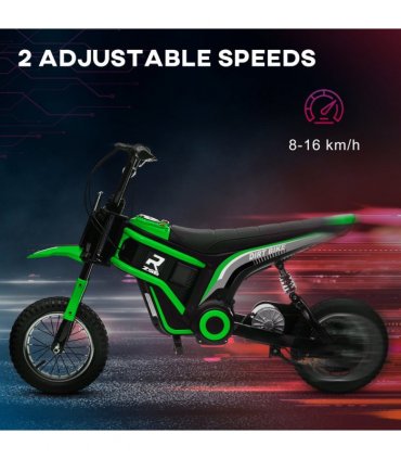HOMCOM 24V Kids Electric Motorbike with Twist Grip Throttle, Music, Horn - Green