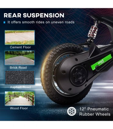 HOMCOM 24V Kids Electric Motorbike with Twist Grip Throttle, Music, Horn - Green