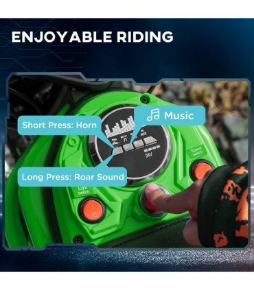 HOMCOM 24V Kids Electric Motorbike with Twist Grip Throttle, Music, Horn - Green