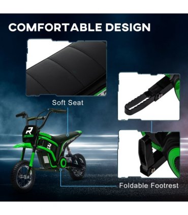 HOMCOM 24V Kids Electric Motorbike with Twist Grip Throttle, Music, Horn - Green