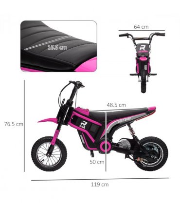 HOMCOM 24V Kids Electric Motorbike with Twist Grip Throttle, Music, Horn - Pink