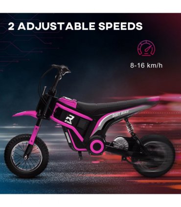 HOMCOM 24V Kids Electric Motorbike with Twist Grip Throttle, Music, Horn - Pink
