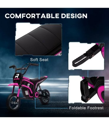 HOMCOM 24V Kids Electric Motorbike with Twist Grip Throttle, Music, Horn - Pink