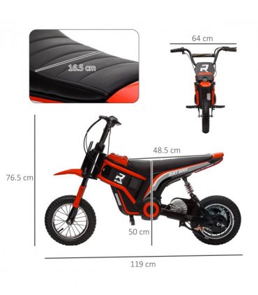 HOMCOM 24V Kids Electric Motorbike with Twist Grip Throttle, Music, Horn - Red