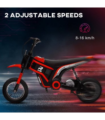 HOMCOM 24V Kids Electric Motorbike with Twist Grip Throttle, Music, Horn - Red