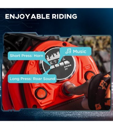 HOMCOM 24V Kids Electric Motorbike with Twist Grip Throttle, Music, Horn - Red