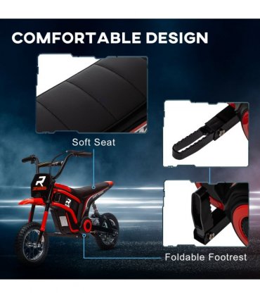 HOMCOM 24V Kids Electric Motorbike with Twist Grip Throttle, Music, Horn - Red