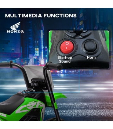 Kids Electric Motorbike Green PP Metal  Honda CRF450RL Licensed 6V with Horn