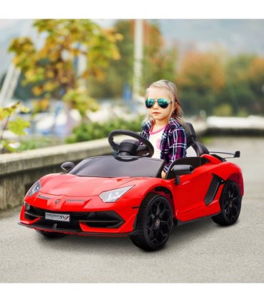 HOMCOM Lamborghini Aventador Licensed 12V Kids Electric Ride On Car - Red