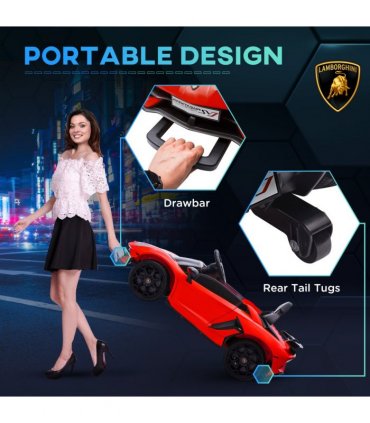 HOMCOM Lamborghini Aventador Licensed 12V Kids Electric Ride On Car - Red