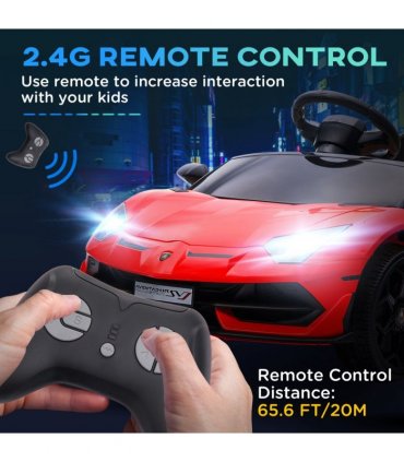 HOMCOM Lamborghini Aventador Licensed 12V Kids Electric Ride On Car - Red