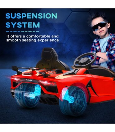 HOMCOM Lamborghini Aventador Licensed 12V Kids Electric Ride On Car - Red