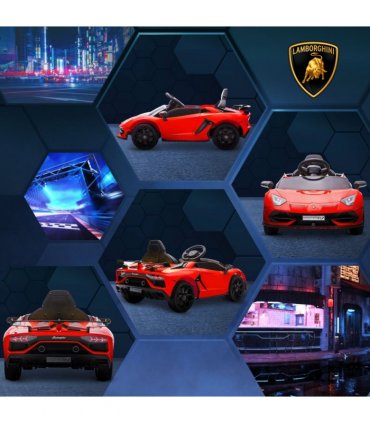 HOMCOM Lamborghini Aventador Licensed 12V Kids Electric Ride On Car - Red