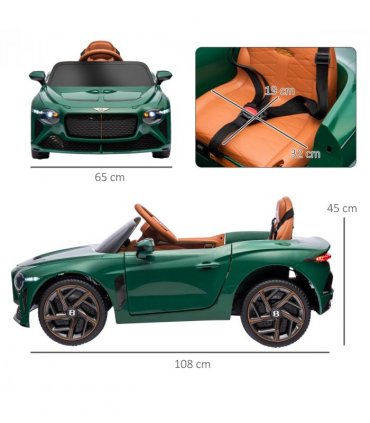 HOMCOM Bentley Bacalar Licensed 12V Kids Electric Ride-On with Remote - Green