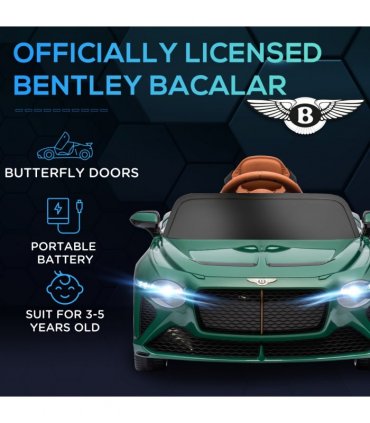 HOMCOM Bentley Bacalar Licensed 12V Kids Electric Ride-On with Remote - Green