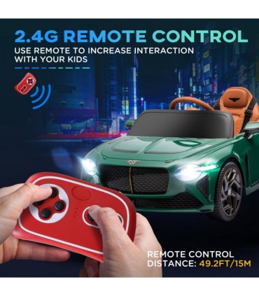 HOMCOM Bentley Bacalar Licensed 12V Kids Electric Ride-On with Remote - Green